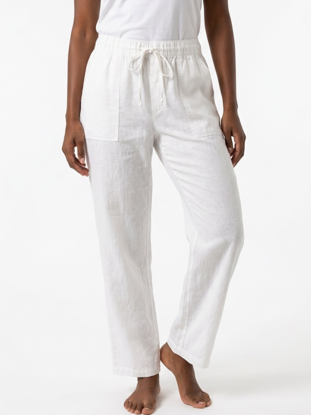 GAP | White Linen-Blend Drawstring Wide Leg Pants Women’s Size Medium